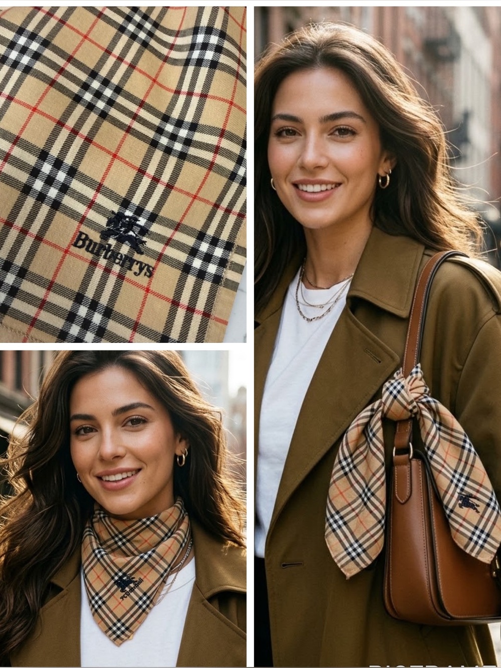Burberry Vintage Nova Check Silk Cotton Bandana Scarf Neckerchief Handkerchief